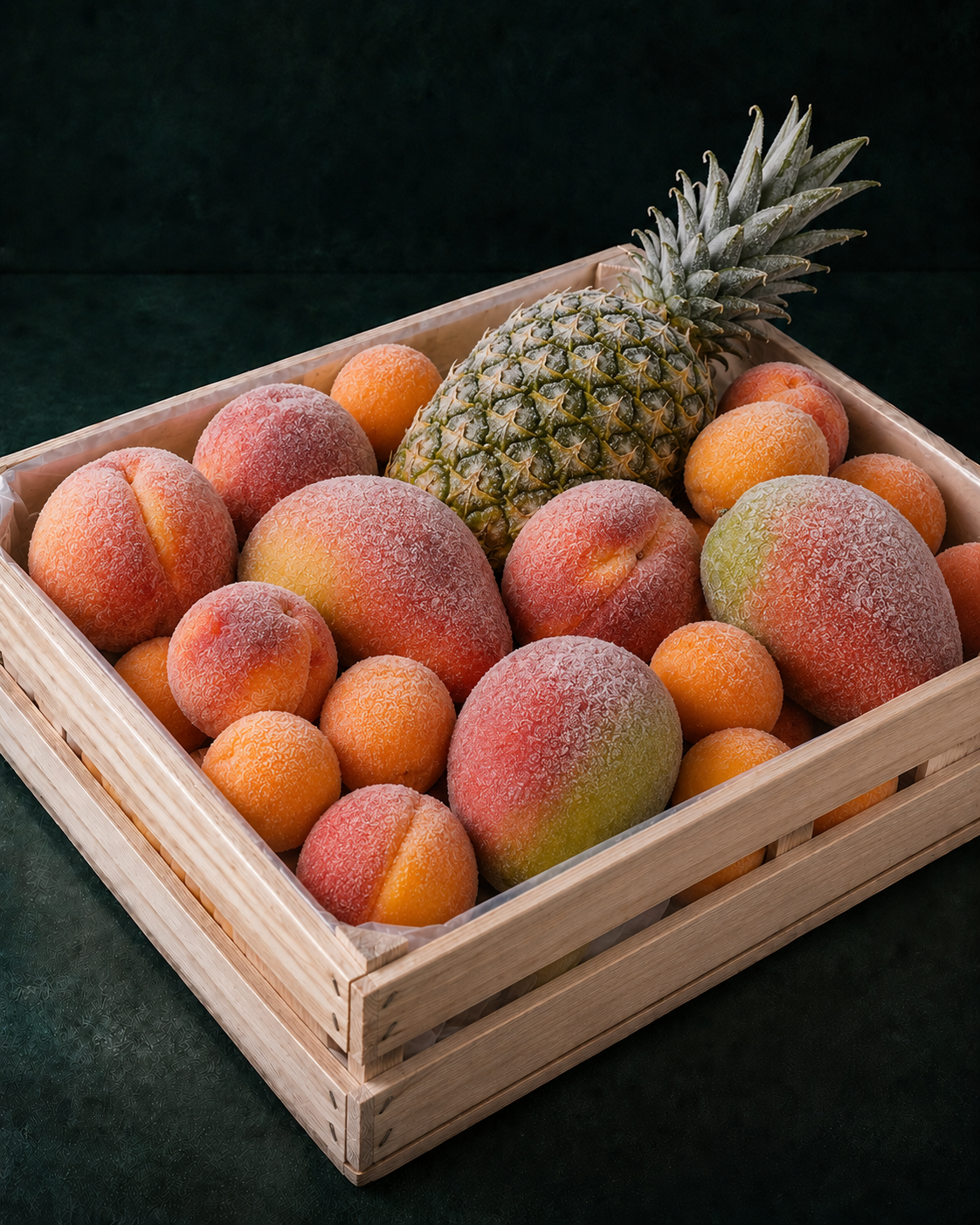 Assorted frozen fruit at a distribution centre